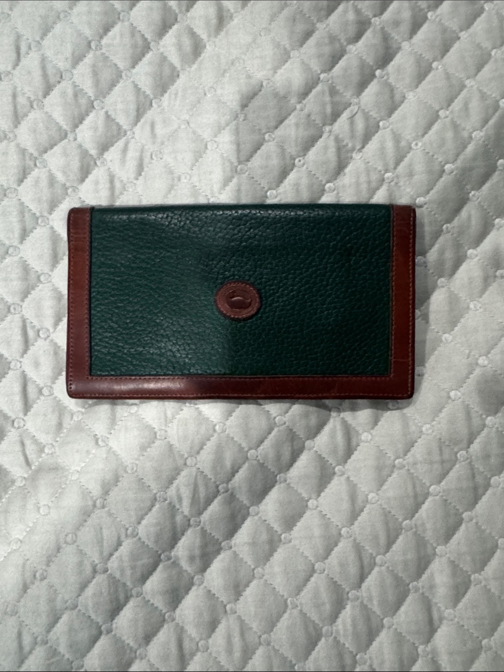 Dooney & Bourke Vintage Green and Brown Leather Continental Wallet